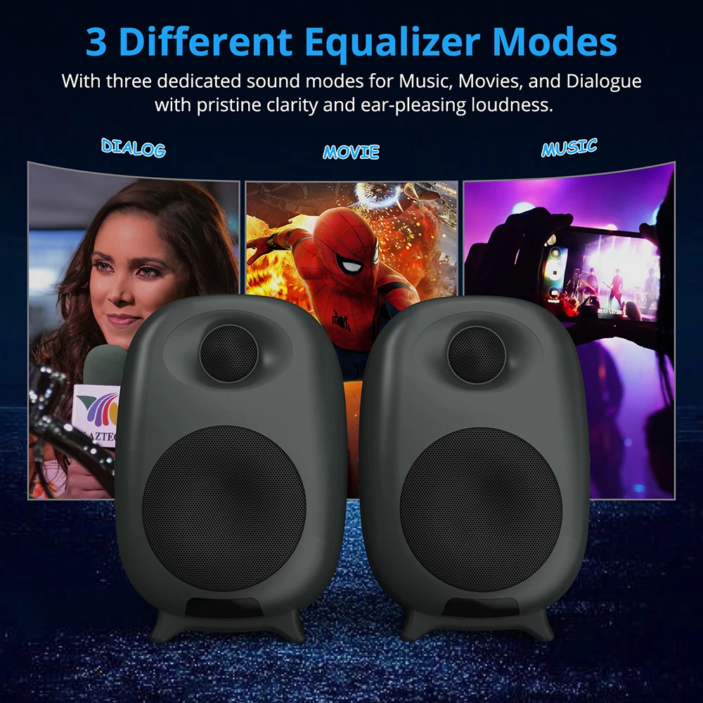 Pc Gaming X3D - Bestisan 80W Gaming Bluetooth Bookshelf Speakers
