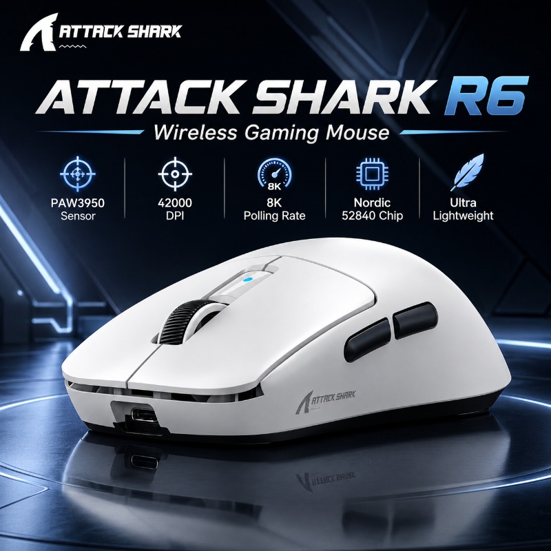 ATTACK SHARK R6 Ergonomic Wire - Pc Gaming X3D review and price