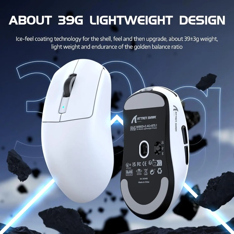 ATTACK SHARK R6 Ergonomic Wire - Pc Gaming X3D review and price
