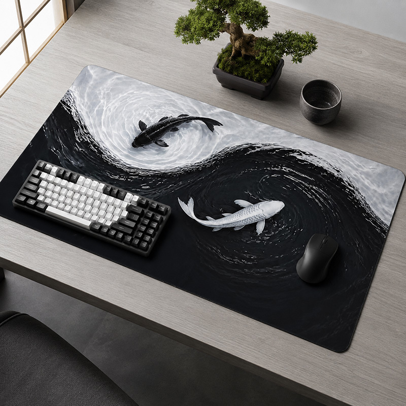 Black White Koi Mouse Pad Game - Pc Gaming White review and price